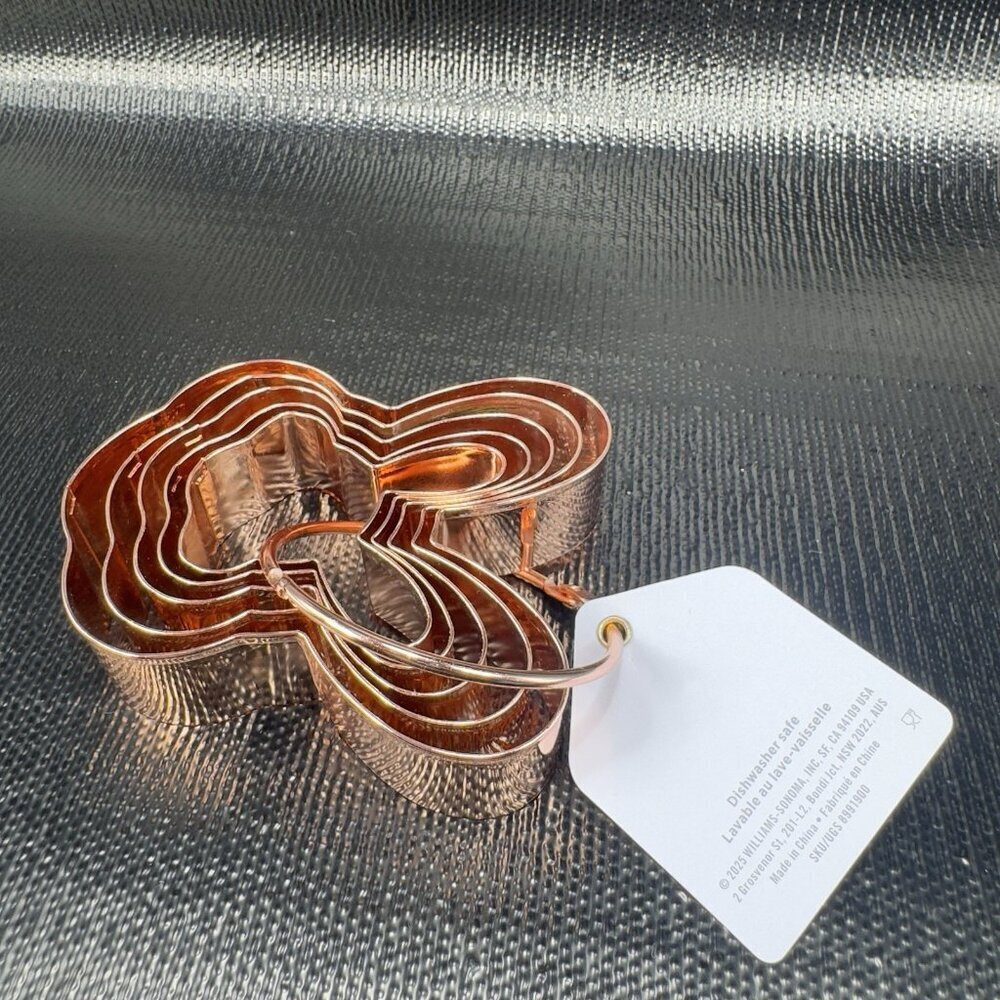 Williams Sonoma Easter Bunny Copper Metal Cookie Cutters 5 on Ring New W Tag - Picture 14 of 14